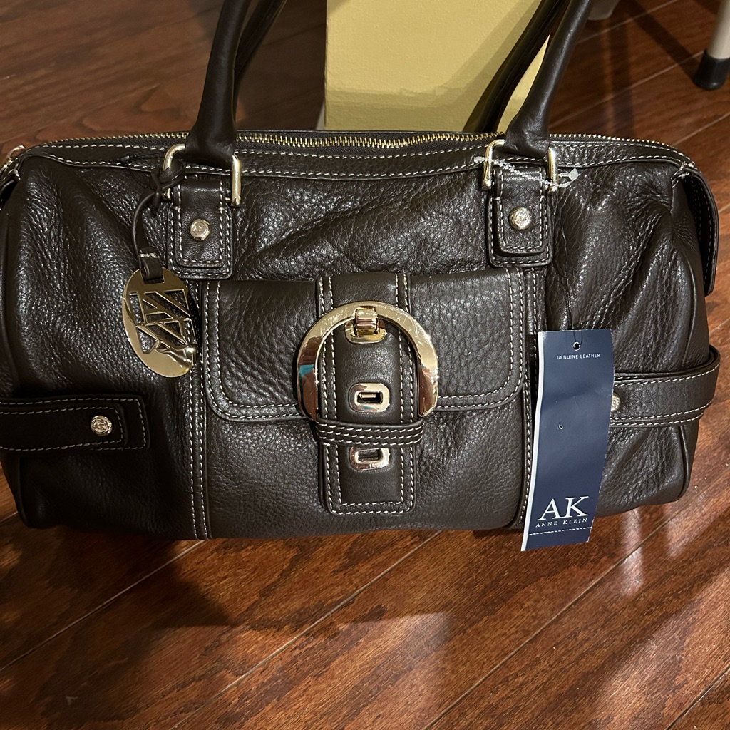 Anne Klein Brown Pebbled Leather Bag